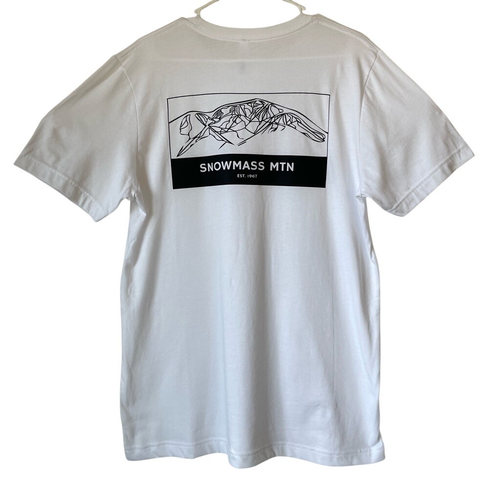 Handmade Outdoor Casual Snowmass Unisex White Graphic Crewneck T-Shirt